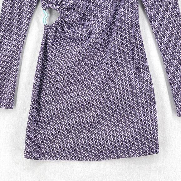 ZARA Jacquard Long Sleeve Cut Out Open Back Mini Dress Womens Small Purple Heart - Picture 9 of 16
